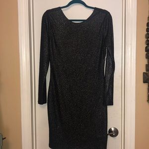 Long sleeve black dress will silver glitter